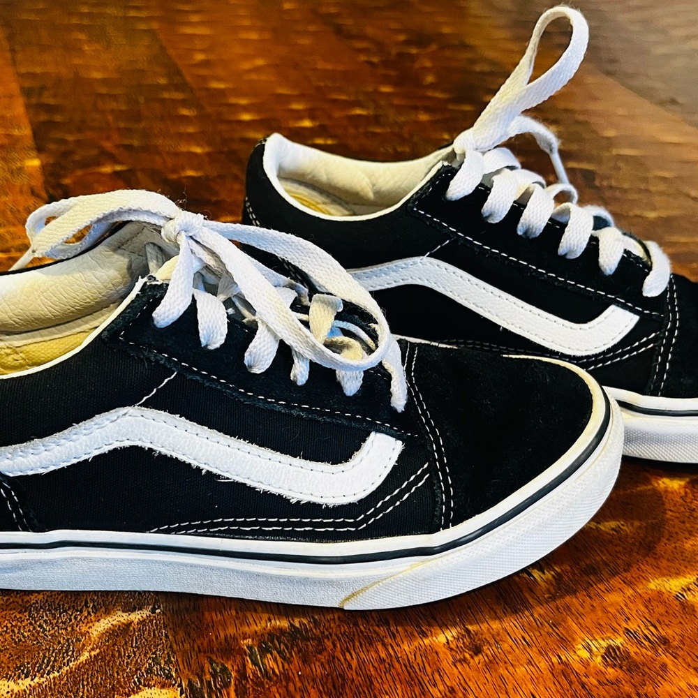 Vans Kids Classic Black and White Sneakers